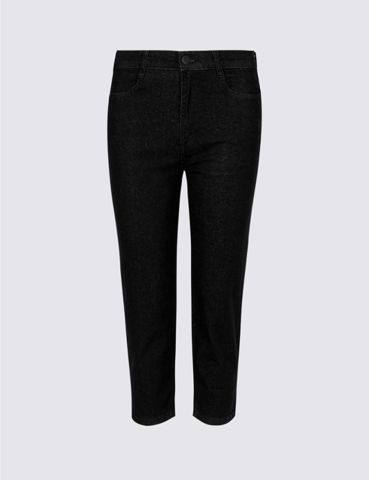 Marks & Spencer Straight Leg Mid Rise Cropped Jeans Black