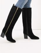 Marks & Spencer Suede Zip Detail Knee High Boots Black