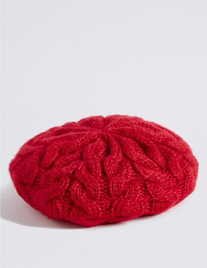 Marks & Spencer Cable Knit Beret Hat Red