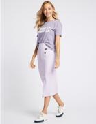 Marks & Spencer Button Detail Pencil Skirt Pale Lavender