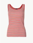 Marks & Spencer Pure Cotton Striped Regular Fit Vest Top Orange Mix