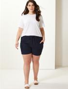 Marks & Spencer Curve Linen Blend Shorts Navy