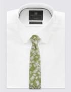 Marks & Spencer Pure Silk Textured Floral Tie Green Mix