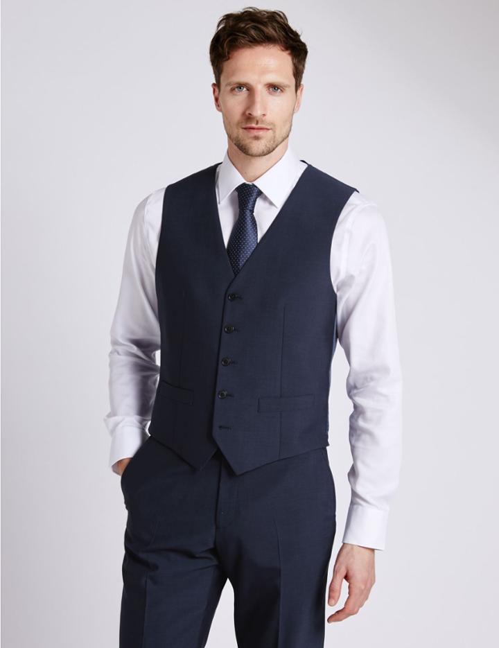 Marks & Spencer Indigo Tailored Fit Waistcoat Indigo
