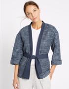 Marks & Spencer Cotton Rich Textured Wave Judo Jacket Blue Mix