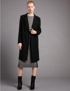 Marks & Spencer 4 Button Double Breasted Overcoat Black