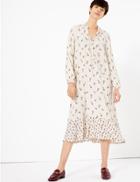 Marks & Spencer Printed Relaxed Midi Dress Ivory Mix