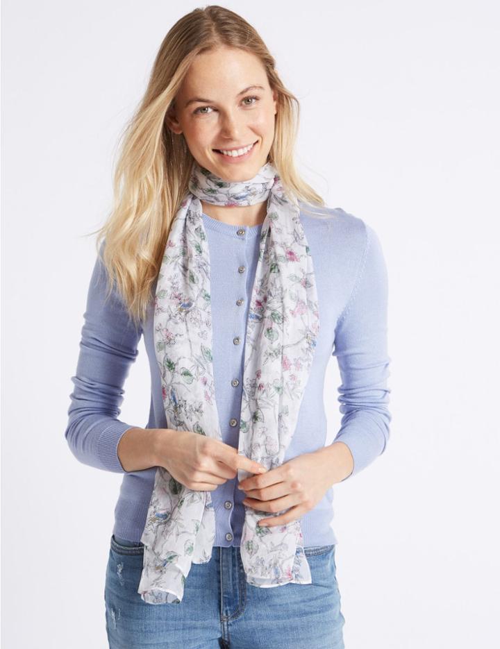 Marks & Spencer Floral Print Scarf Cream