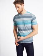 Marks & Spencer Slim Fit Pure Cotton Crew Neck T-shirt Turquoise Mix