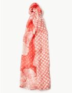 Marks & Spencer Pure Silk Printed Scarf Pink Mix