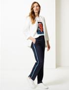 Marks & Spencer Side Stripe Straight Leg Trousers Navy