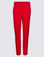 Marks & Spencer Cotton Blend 4 Way Stretch Ankle Grazer Trousers Red