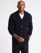 Marks & Spencer Lambswool Rich Textured Cardigan Navy