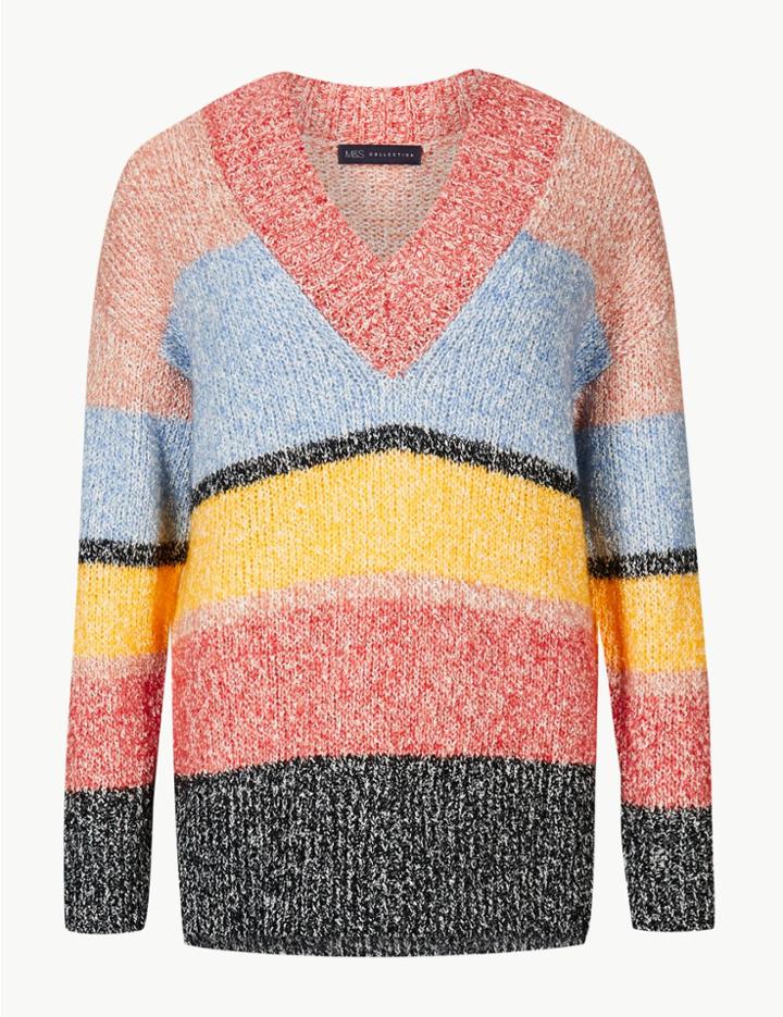 Marks & Spencer Textured V-neck Jumper Multi