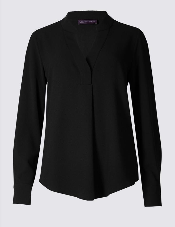 Marks & Spencer Popover Notch Neck Long Sleeve Tunic Black