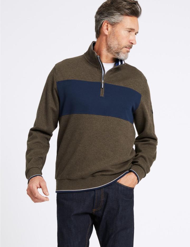 Marks & Spencer Pure Cotton Funnel Neck Top Brown Mix
