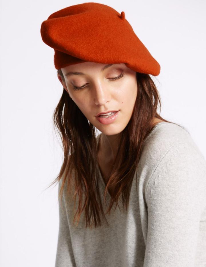 Marks & Spencer Felt Beret Hat Tomato