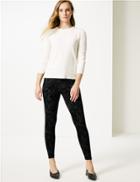 Marks & Spencer Floral Flock High Waist Leggings Black Mix