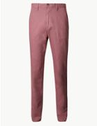 Marks & Spencer Cotton Rich Chinos With Stretch Dark Pink