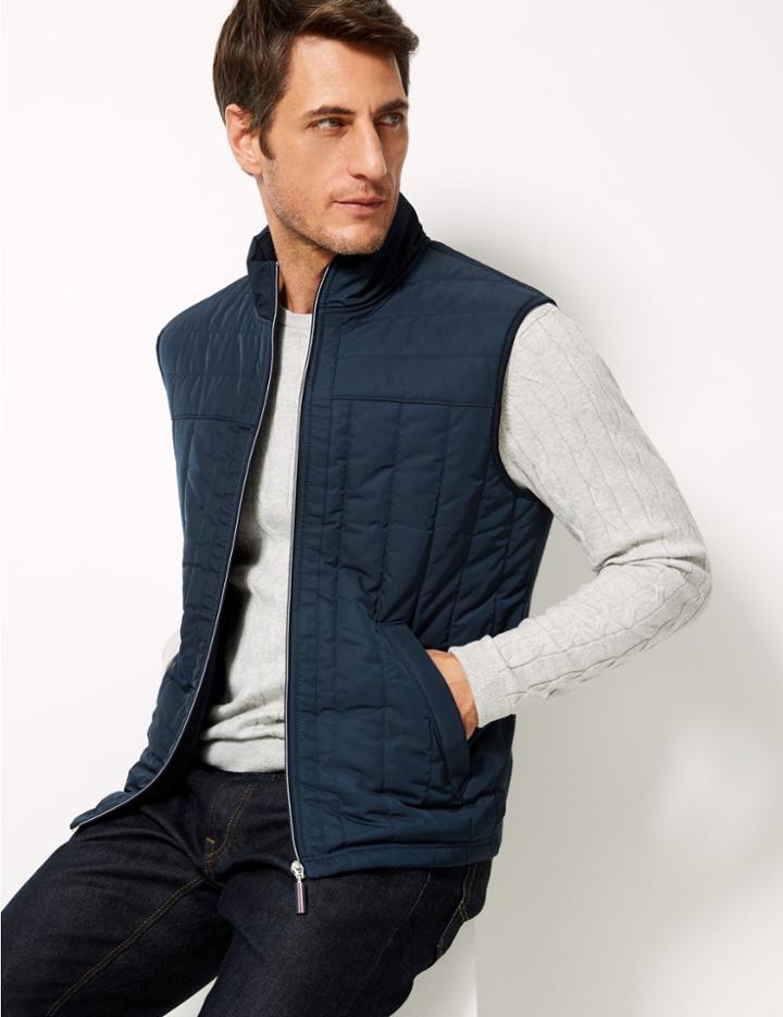 Marks & Spencer Pure Cotton Funnel Neck Gilet Navy