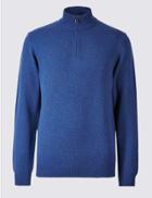 Marks & Spencer Pure Lambswool Textured Jumper Marine