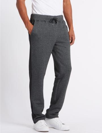 Marks & Spencer Cotton Rich Twin Stripe Joggers Grey Marl