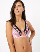 Marks & Spencer Floral Print Non Wired Plunge Bikini Top Blue Mix