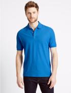 Marks & Spencer Pure Cotton Polo Shirt Aegean Blue