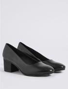 Marks & Spencer Leather Crepe Effort Court Shoes Black