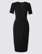 Marks & Spencer Insert Panel Crepe Shift Midi Dress Black