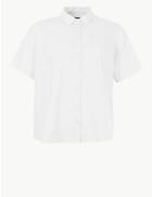 Marks & Spencer Curve Button Detailed Short Sleeve Shirt White