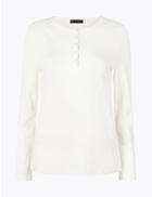 Marks & Spencer Pure Cotton Long Sleeve Top Ivory