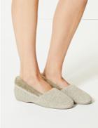 Marks & Spencer Faux Fur Trim Slipper Ballerinas Grey