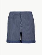 Marks & Spencer Cotton Rich Striped Chino Shorts Navy Stripe