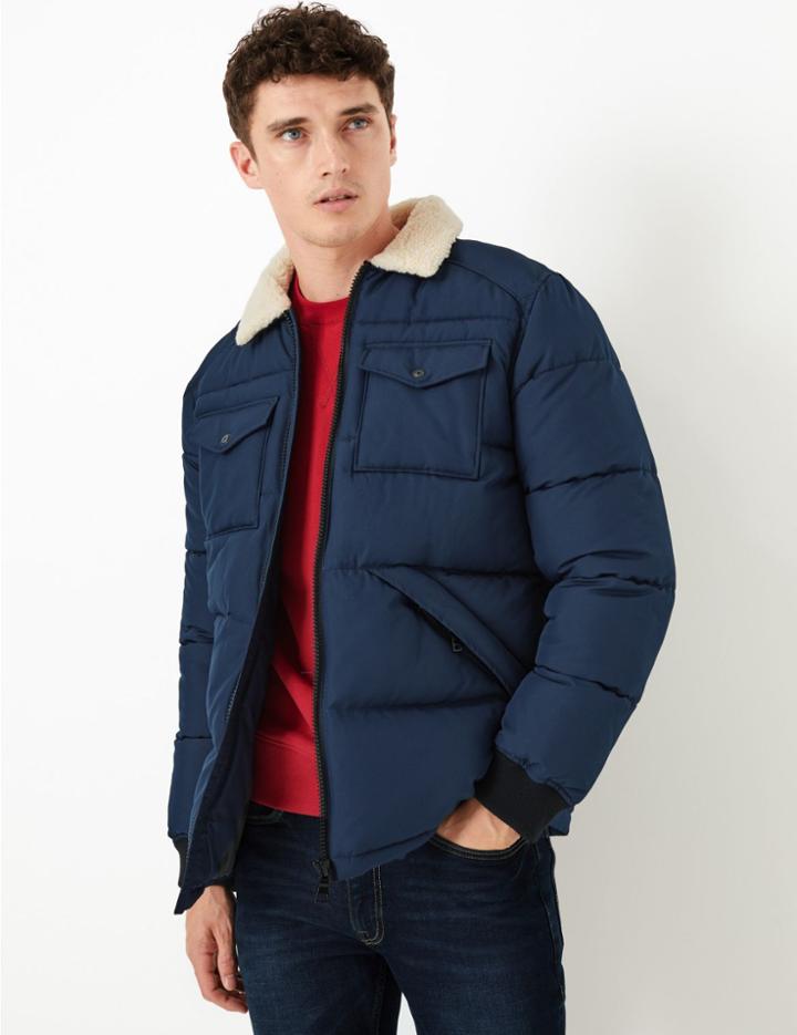 Marks & Spencer Borg Collar Padded Jacket Navy