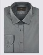 Marks & Spencer Cotton Blend Slim Fit Shirt Grey