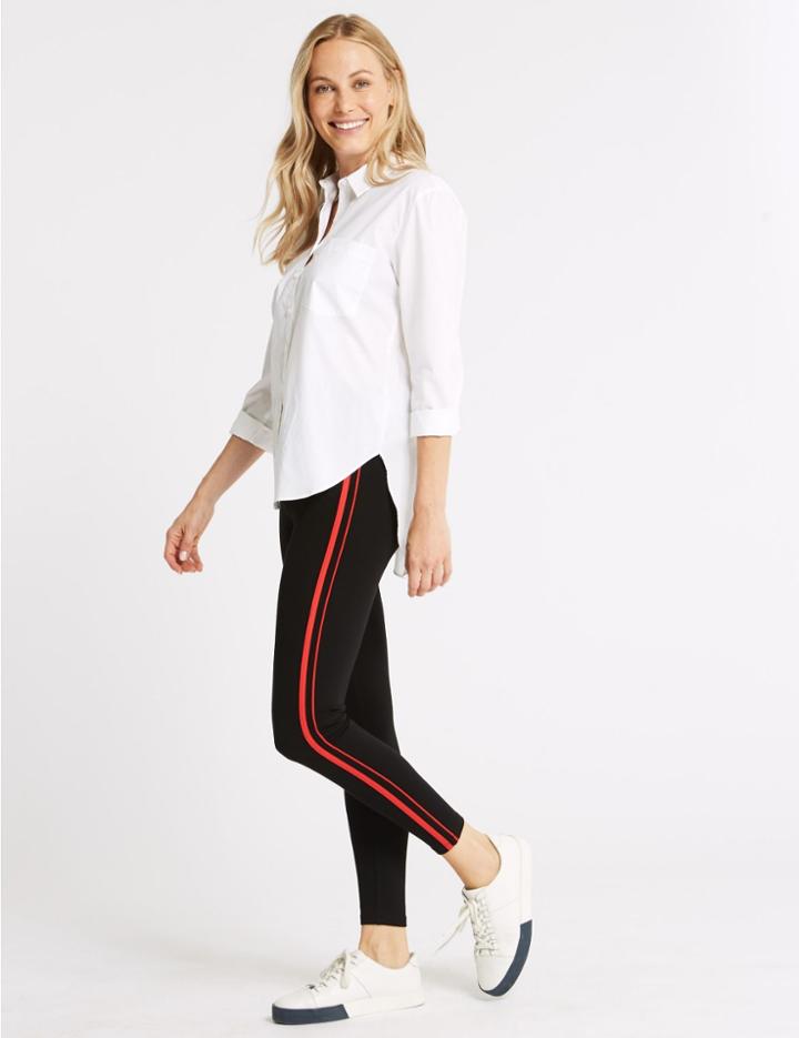 Marks & Spencer Ponte Side Stripe Leggings Black Mix