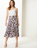 Marks & Spencer Animal Print Pleated Midi Skirt Multi
