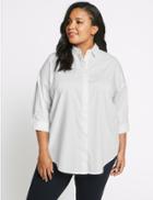 Marks & Spencer Plus Cotton Rich Curve Long Sleeve Shirt White