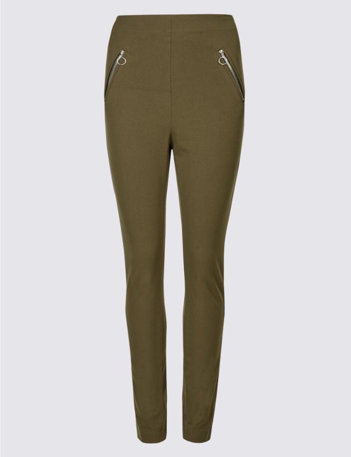 Marks & Spencer Skinny Leg Trousers Dark Olive
