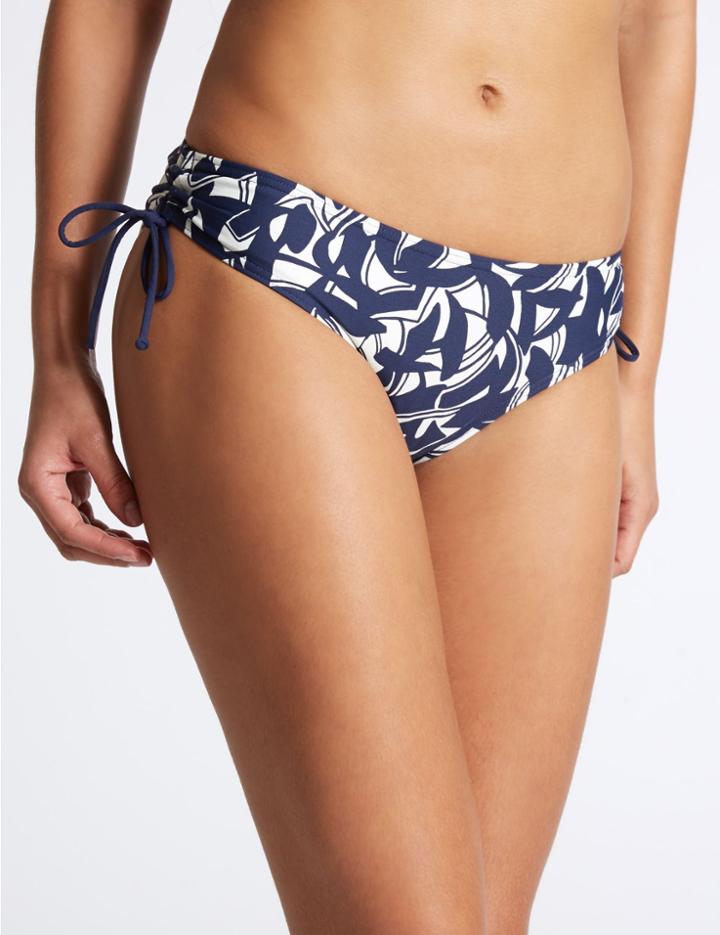 Marks & Spencer Horizon Print Bikini Bottoms Navy Mix