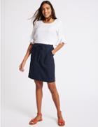 Marks & Spencer Linen Rich Elasticated Waist Mini Skirt Navy