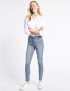 Marks & Spencer Cut Hem Mid Rise Super Skinny Jeans Pale Blue