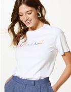 Marks & Spencer Pure Cotton Weekend Straight Fit T-shirt Multi