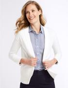 Marks & Spencer Textured Round Neck 3/4 Sleeve Cardigan Cream