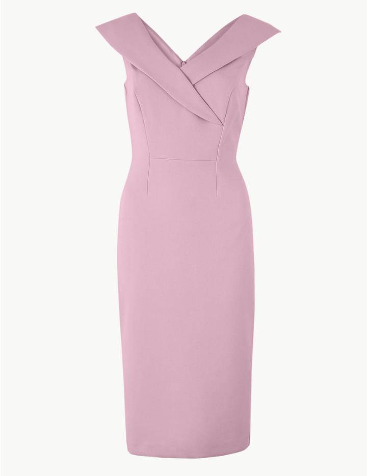 Marks & Spencer Double Crepe Short Sleeve Bodycon Dress Lilac