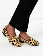 Marks & Spencer Leather Square Toe Pumps Brown Mix