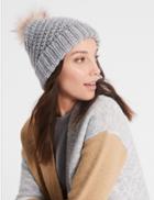 Marks & Spencer Fur Bobble Winter Hat Grey Mix