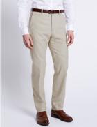 Marks & Spencer Linen Blend Flat Front Trousers Neutral