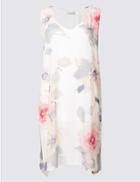 Marks & Spencer Floral Print V-neck Sleeveless Tunic Ivory Mix